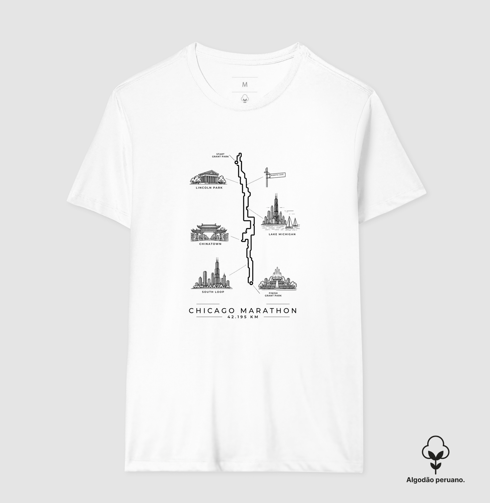 Camiseta Algodão Peruano Maratona - Percurso Maratona de Chicago - Imagem 8