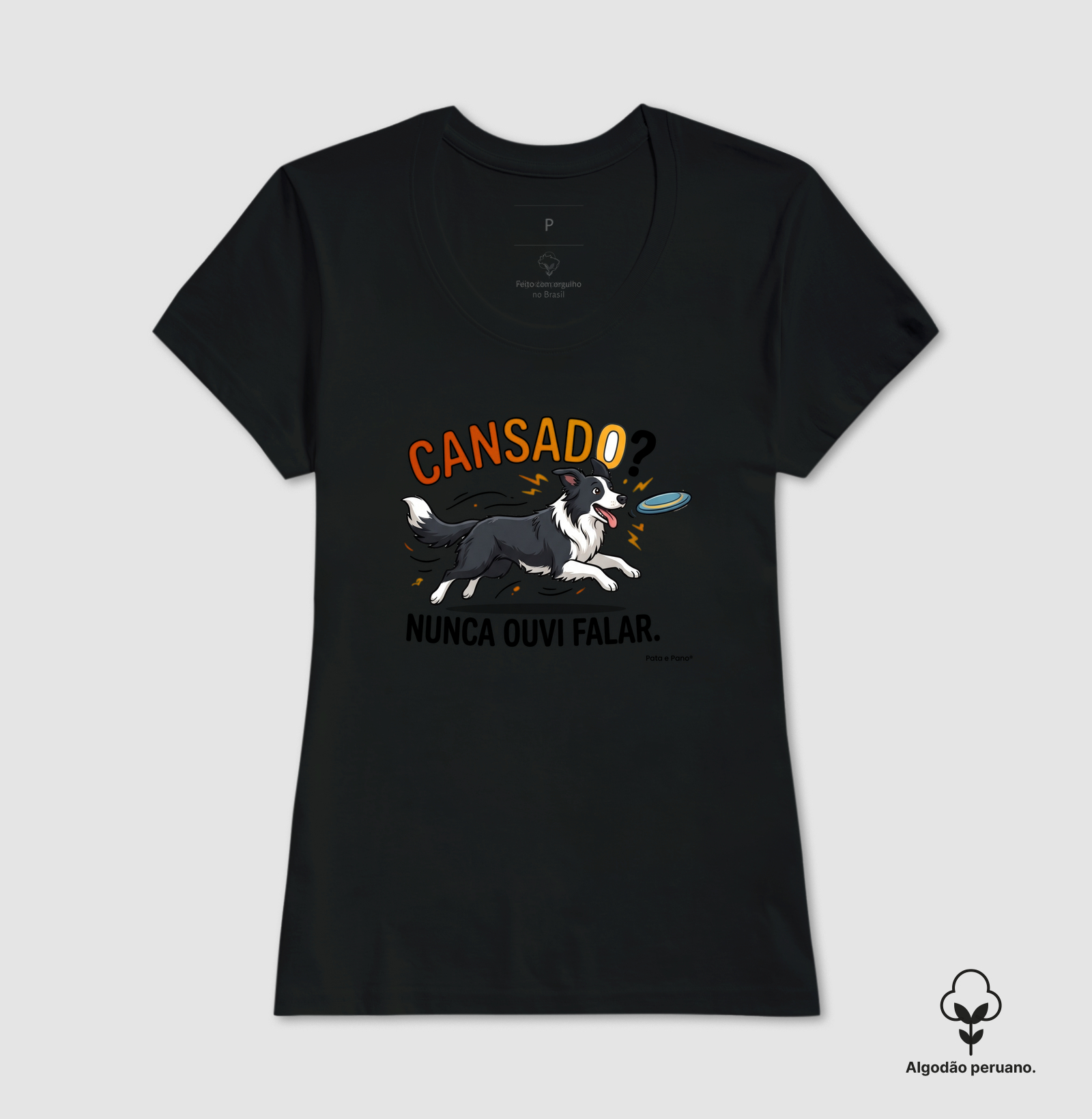 CAMISETA ALGODÃO PERUANO BORDER COLLIE CANSADO - Imagem 8