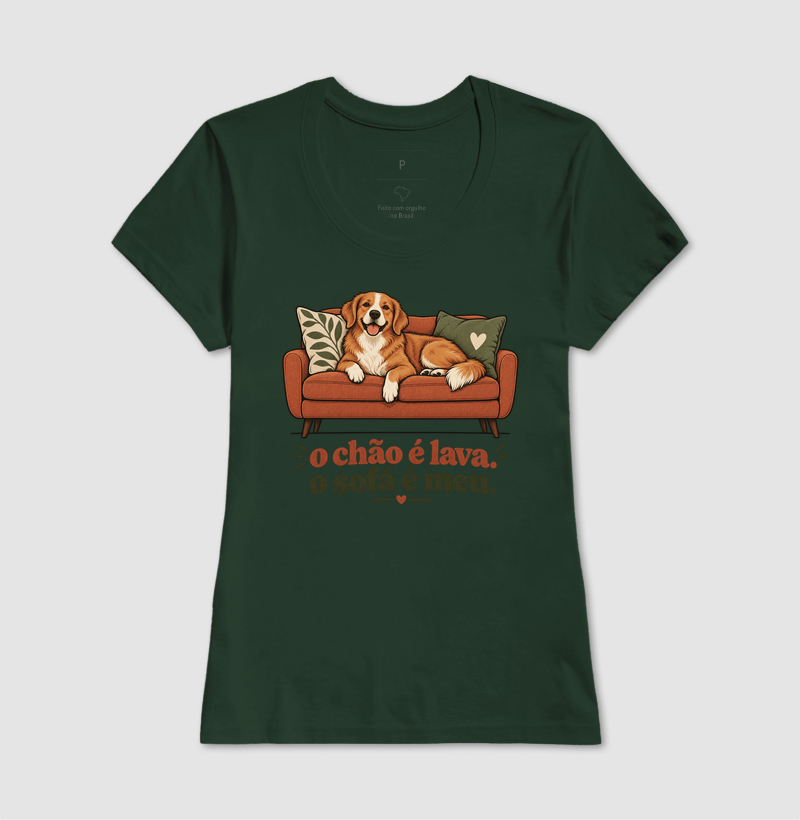 Camiseta Cachorro Sofá "o chão é lava. o sofá é meu." | Pelo & Pano - Imagem 13