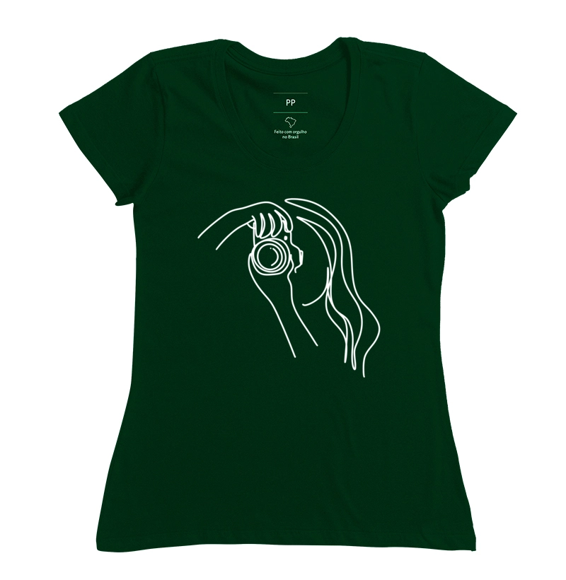 Camiseta feminina mulher fotografando - Imagem 7