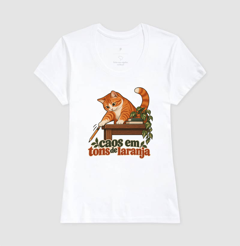 Camiseta Gato Laranja "caos em tons de laranja" | Pelo & Pano - Imagem 5