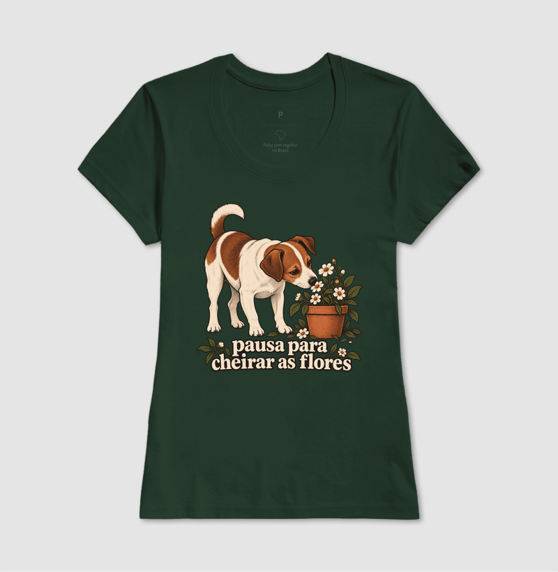 Camiseta Cachorro Flores "pausa para cheirar as flores" | Pelo & Pano - Imagem 13