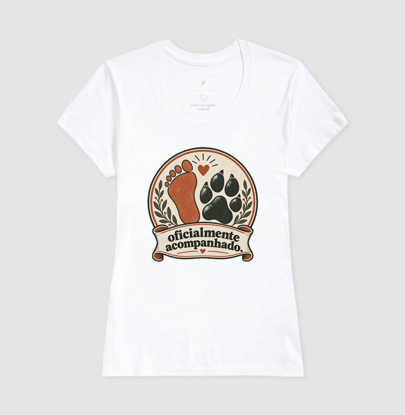 Camiseta Cachorro Minimalista "oficialmente acompanhado" | Pelo & Pano - Imagem 5