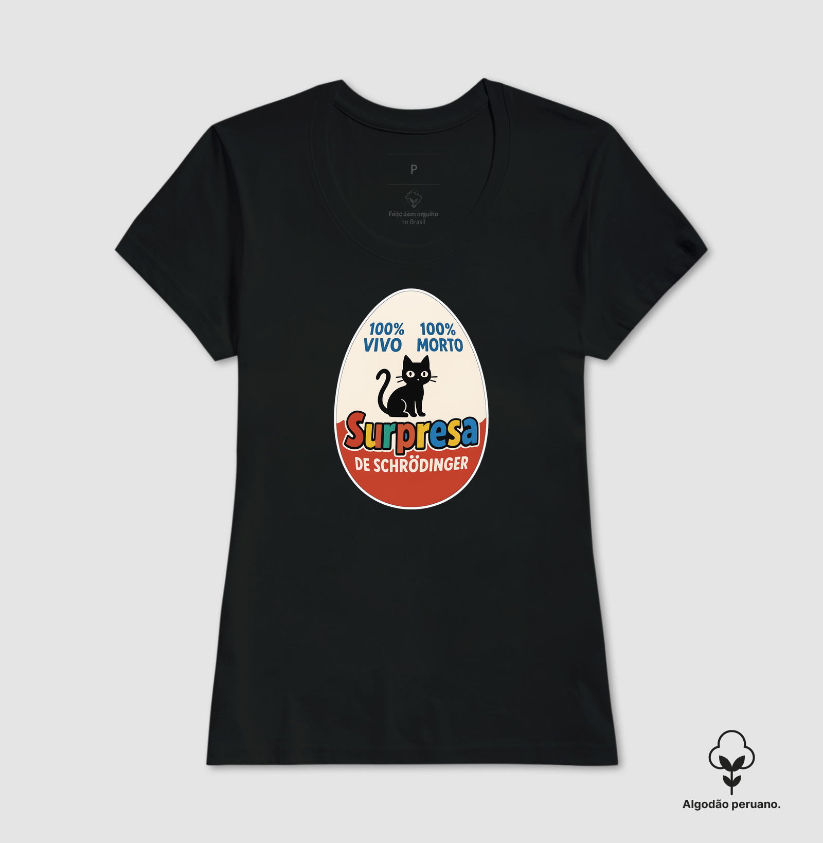 Camiseta Algodão Peruano Ovo Surpresa de Schrödinger - Imagem 3