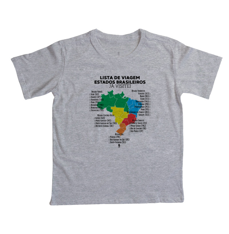 Camiseta Lista de Viagem Estados Brasileiros Ja Visitei | Mapa Brasil Auto Personalizavel | Colecao Personalizaveis - Imagem 2