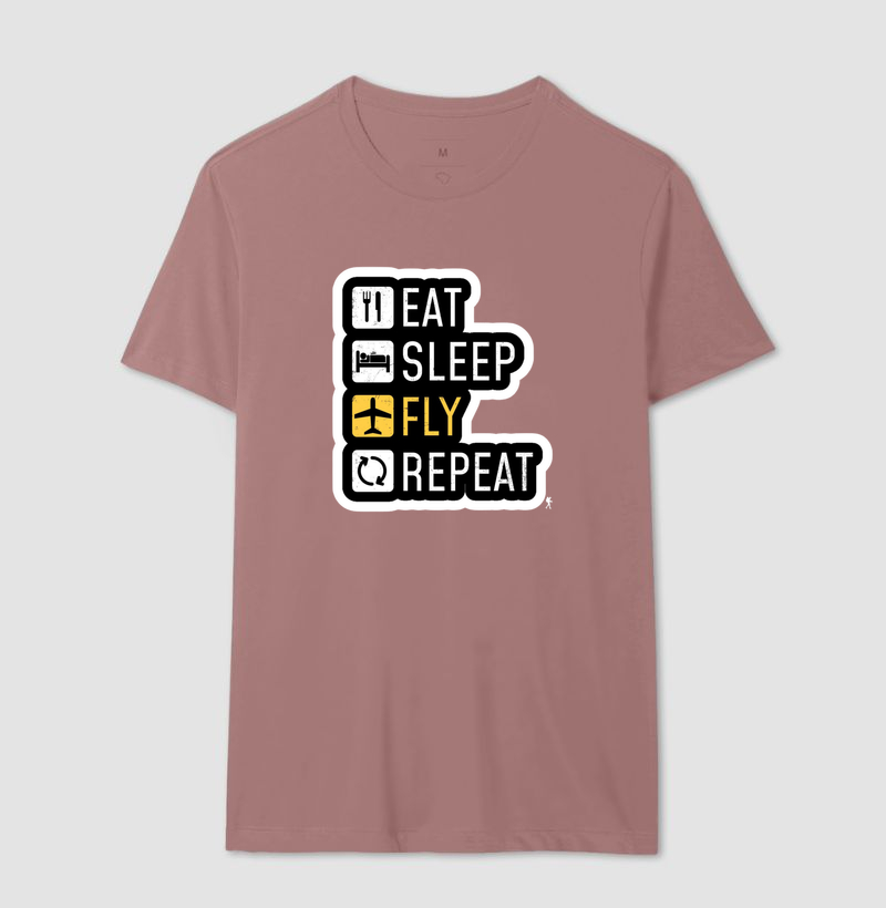 Camiseta Eat Sleep Fly Repeat | Rotina do Viajante Viciado | Colecao Viciados em Viagem - Imagem 19