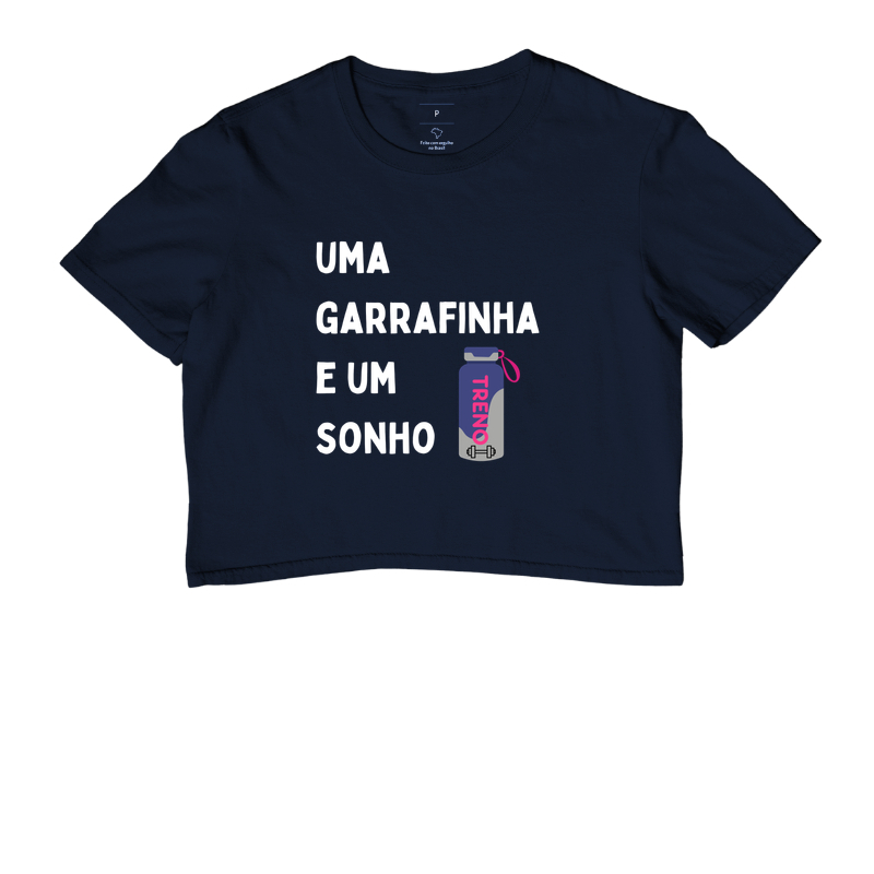Uma Garrafinha e um Sonho - TRENO | Cropped Fitness Feminino - Imagem 4