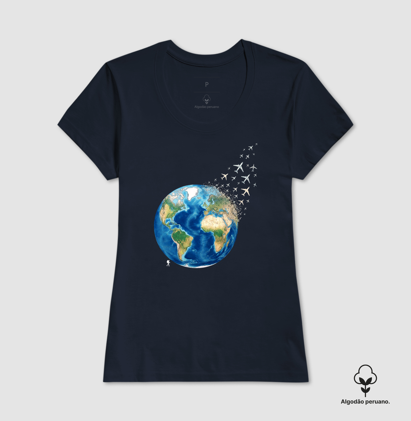 Camiseta Globo Terrestre Avioes Dispersos | Arte 3D Viagem Mundo | Colecao Viciados em Viagem - Imagem 8
