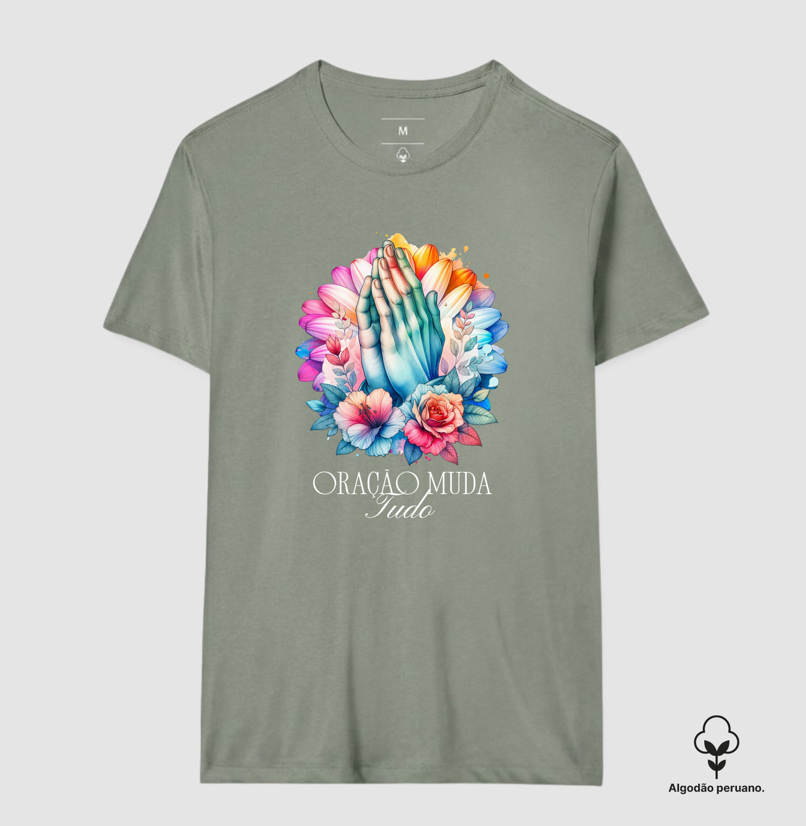 Camiseta Algodão Peruano Oração Muda Tudo - Imagem 5
