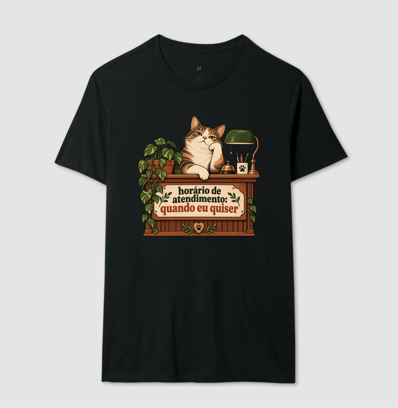 Camiseta Gato Engraçada "horário de atendimento" | Pelo & Pano - Imagem 2