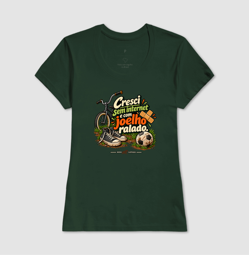 CRESCI SEM INTERNET E COM JOELHO RALADO - Modo capivara - Camiseta - Imagem 15