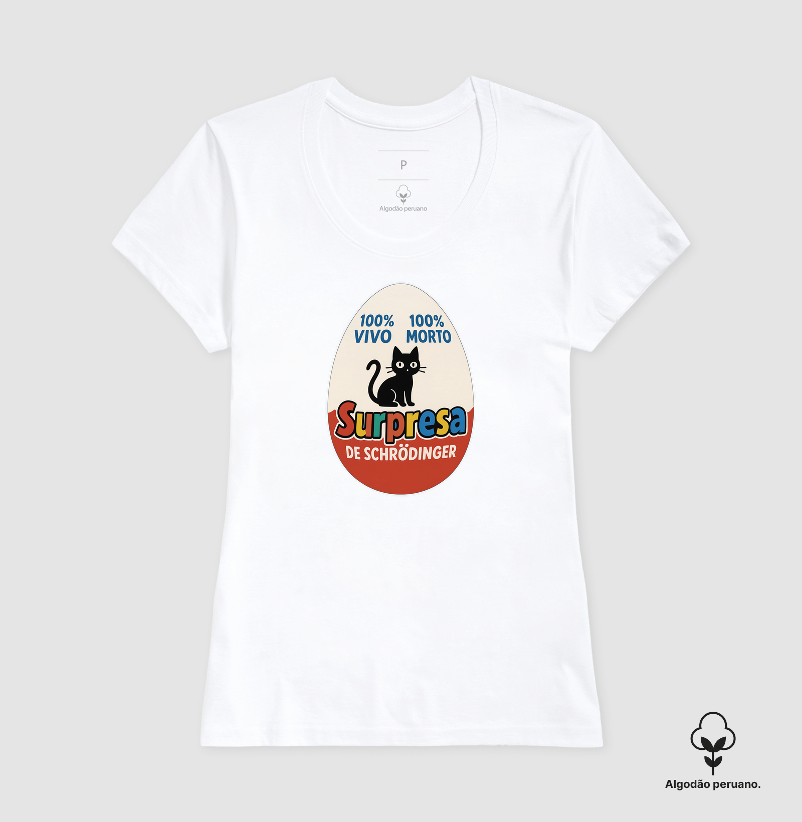 Camiseta Algodão Peruano Ovo Surpresa de Schrödinger - Imagem 5