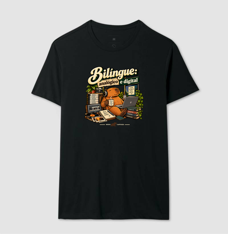 BILÍNGUE, ANALÓGICO E DIGITAL - Modo Capivara - Camiseta - Imagem 4