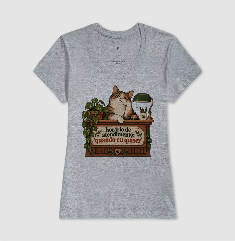 Camiseta Gato Engraçada "horário de atendimento" | Pelo & Pano - Imagem 9