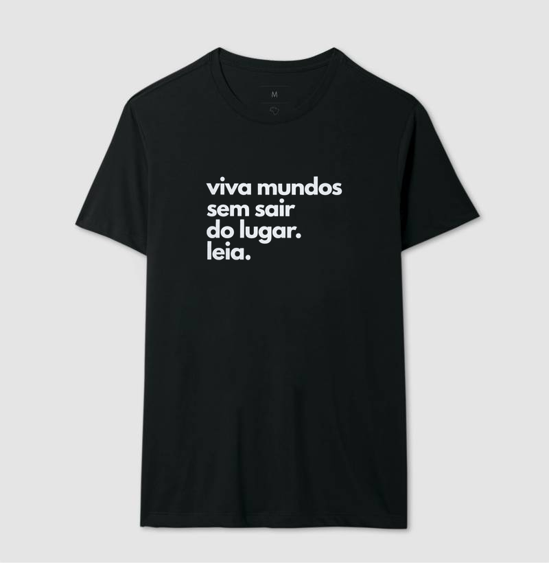 Camiseta Unissex Algodão Viva Mundos Sem Sair do Lugar Leia - Imagem 2