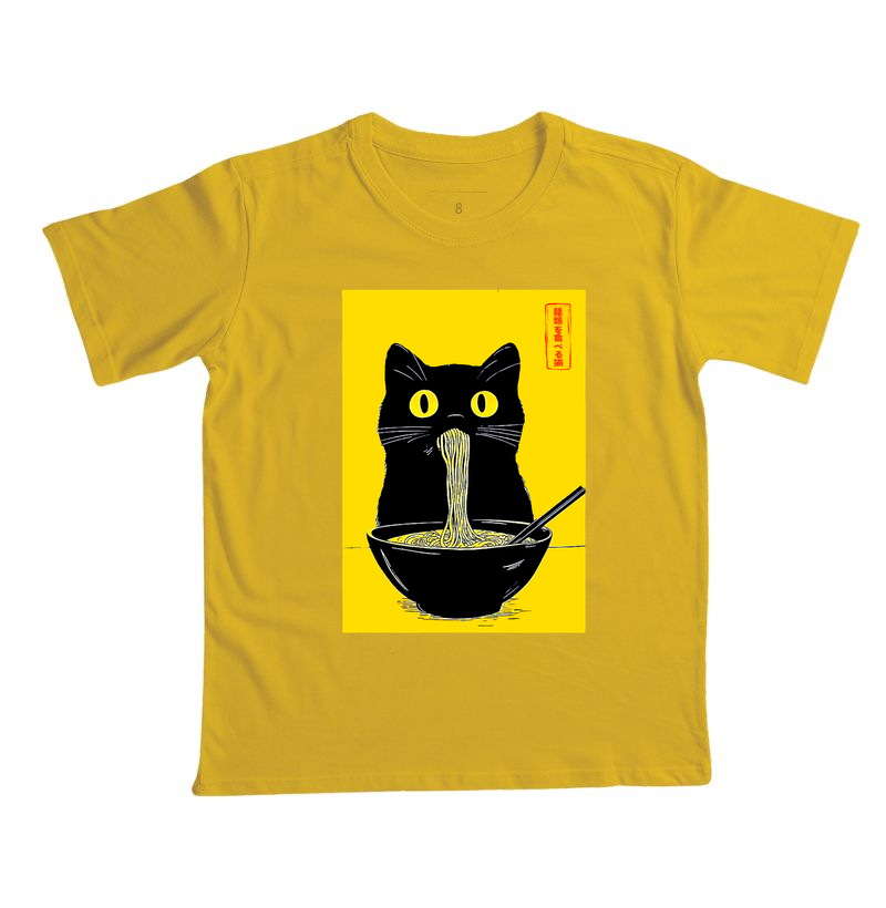 Camiseta Infantil Gato Comendo Lámen Japones - Imagem 5