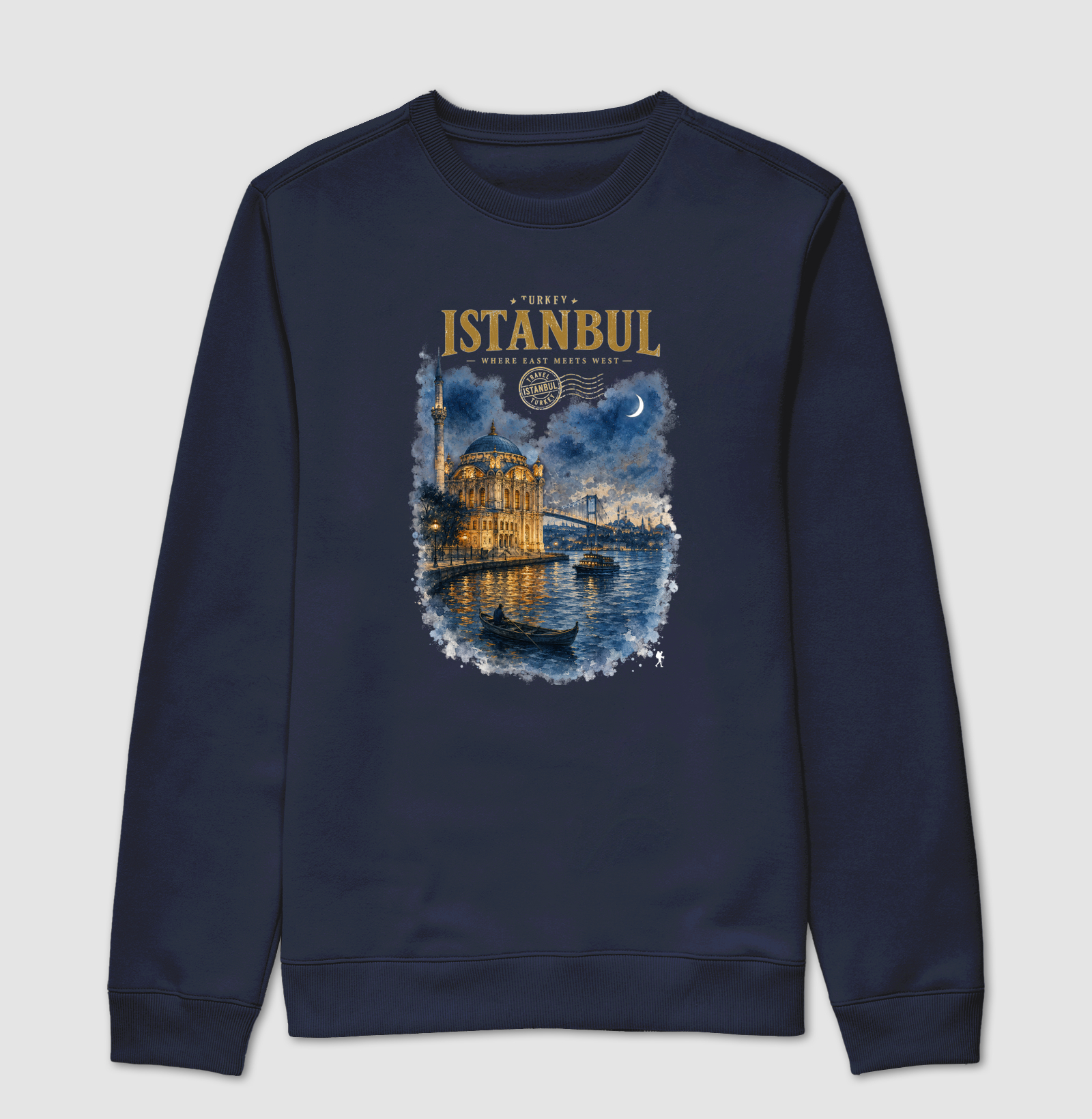 Camiseta Istanbul Turkey Where East Meets West | Aquarela Mesquita Bósforo | Colecao Fashion Travel - Imagem 5