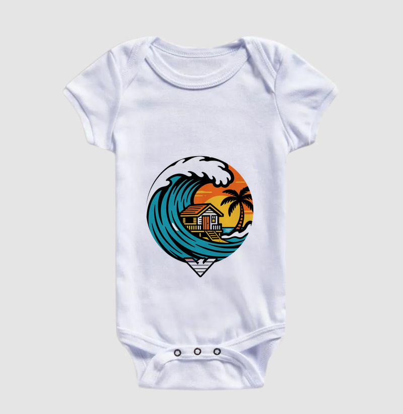Paraíso no mar - estampa exclusiva.  Sente a brisa, ouça o som das ondas e leve a vibe do paraíso pra onde você for! Mais que uma camiseta - é levar o paraíso com você todo dia. - Imagem 3