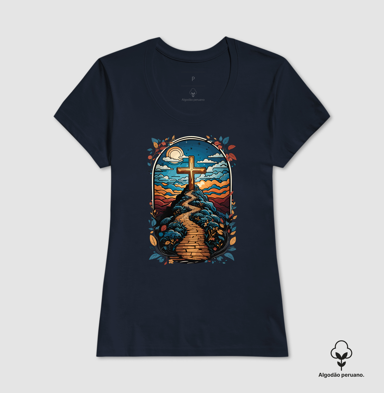 Camiseta Fem. Algodão Peruano Caminho da Cruz - Imagem 4