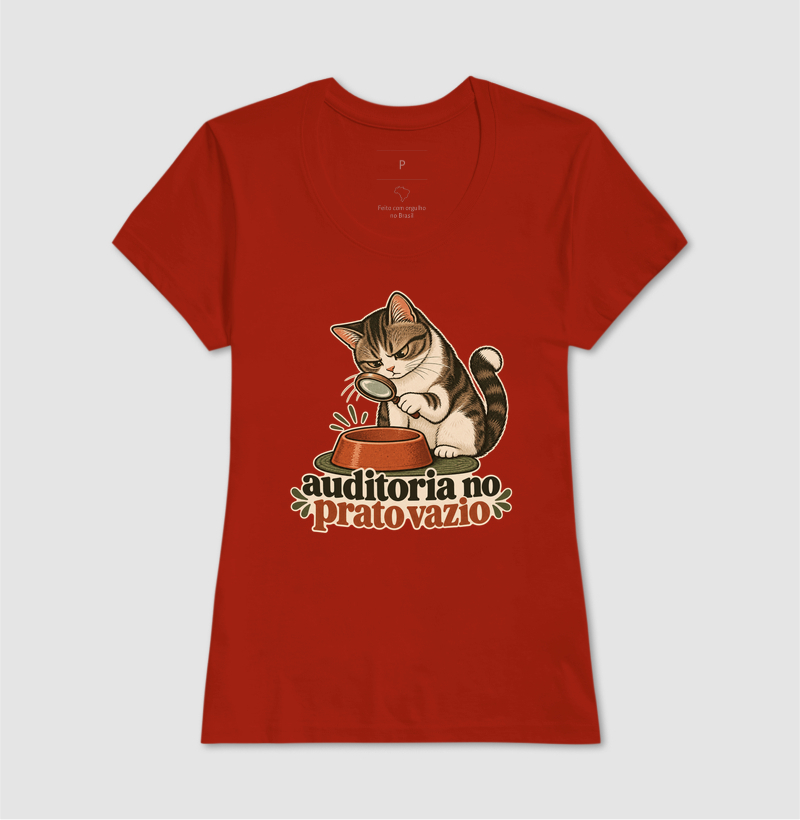 Camiseta Gato Comida "auditoria no prato vazio" | Pelo & Pano - Imagem 11