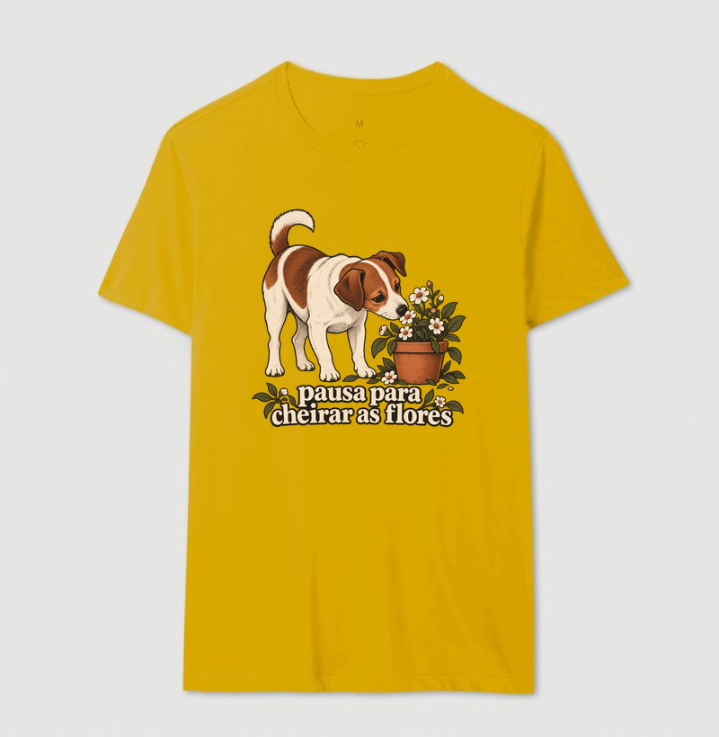 Camiseta Cachorro Flores "pausa para cheirar as flores" | Pelo & Pano - Imagem 14