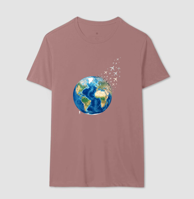 Camiseta Globo Terrestre Avioes Dispersos | Arte 3D Viagem Mundo | Colecao Viciados em Viagem - Imagem 19