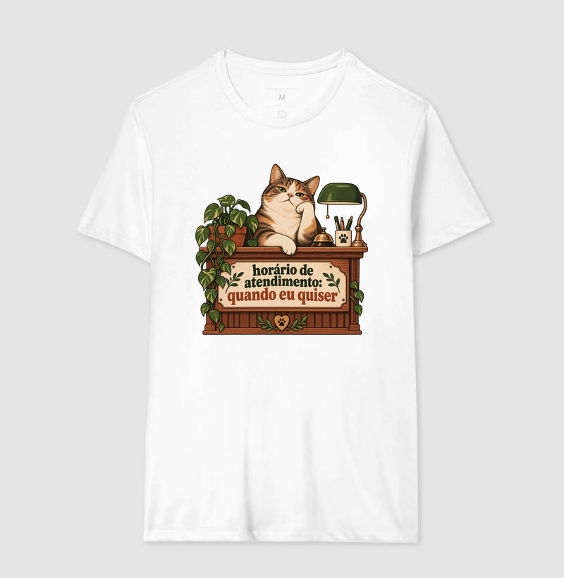 Camiseta Gato Engraçada "horário de atendimento" | Pelo & Pano - Imagem 4