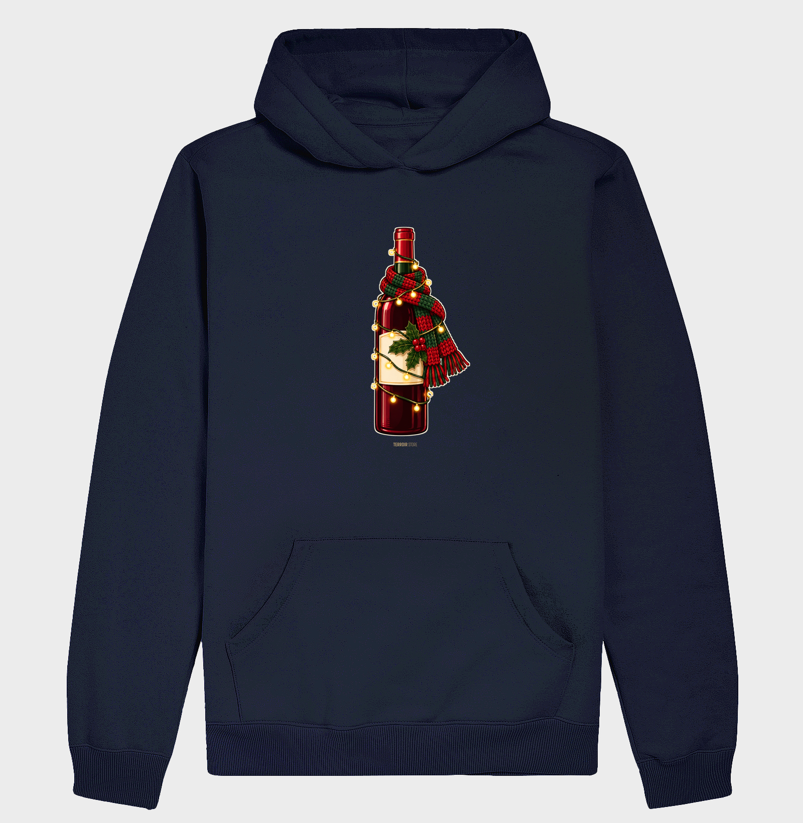 Hoodie Moletom Natal com Vinho – Garrafa de Cachecol e Pisca-Pisca - Imagem 4