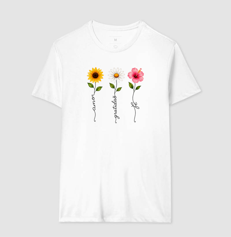 Camiseta Floresça com amor, fé e gratidão. - Imagem 4