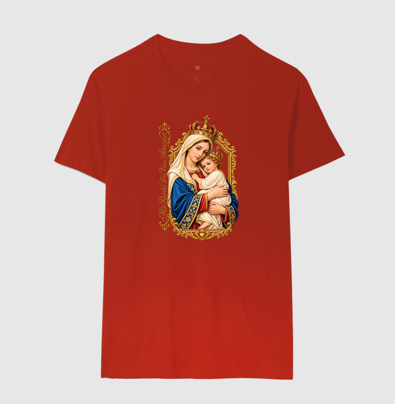 Camiseta Mãe Rainha Três Vezes Admirável Com Menino Jesus - Imagem 8