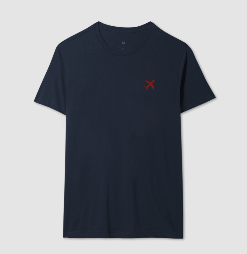 Camiseta Minimalista com detalhe de Avião vermelho escuro - Imagem 6