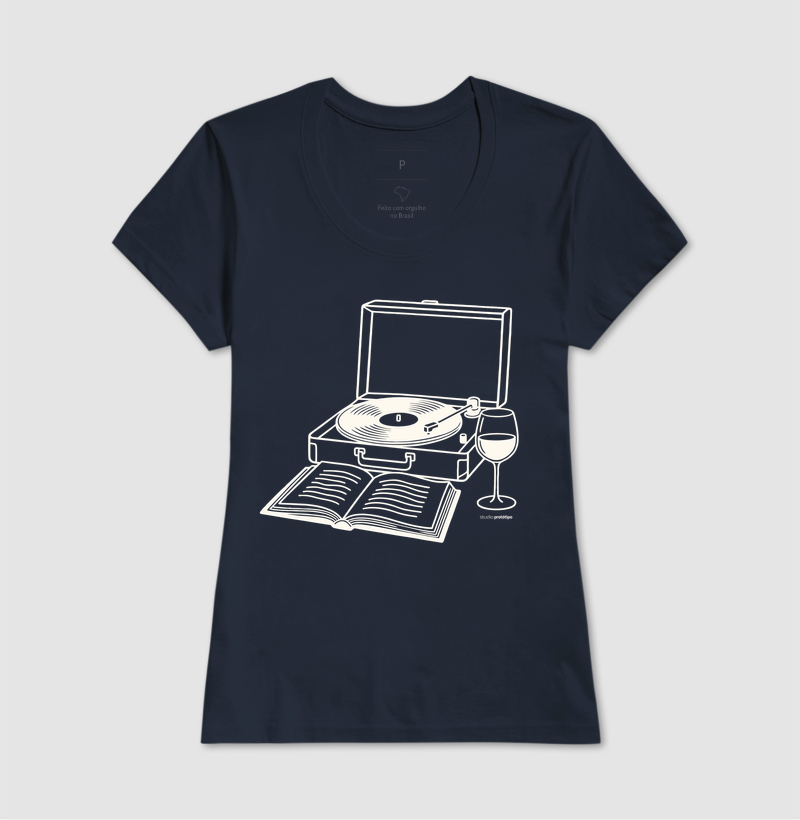 Camiseta Vinil, Livro e Vinho (estampa G) - Imagem 7
