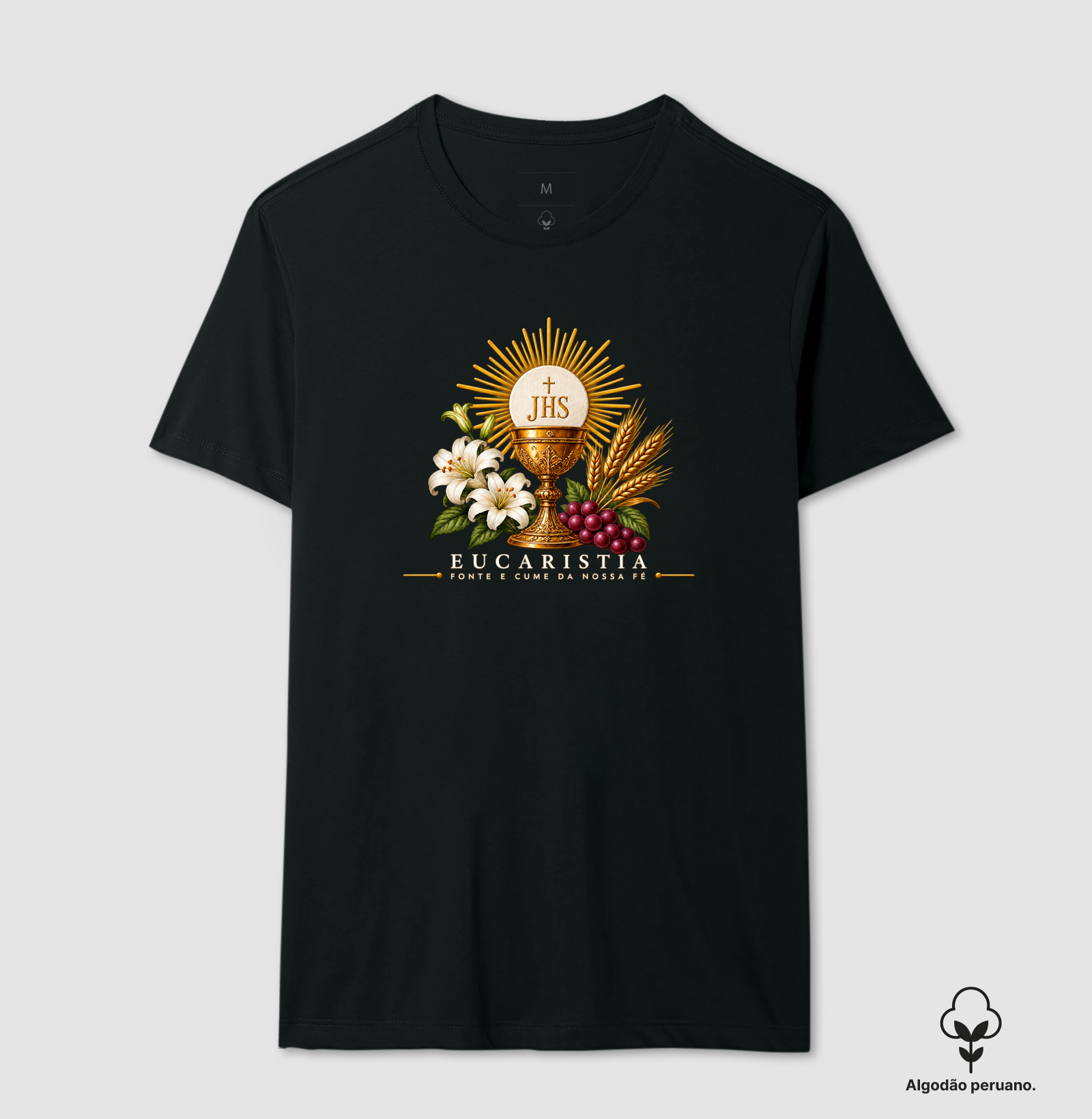 Camiseta Algodão Peruano Eucaristia, fonte e cume da nossa fé - Imagem 2