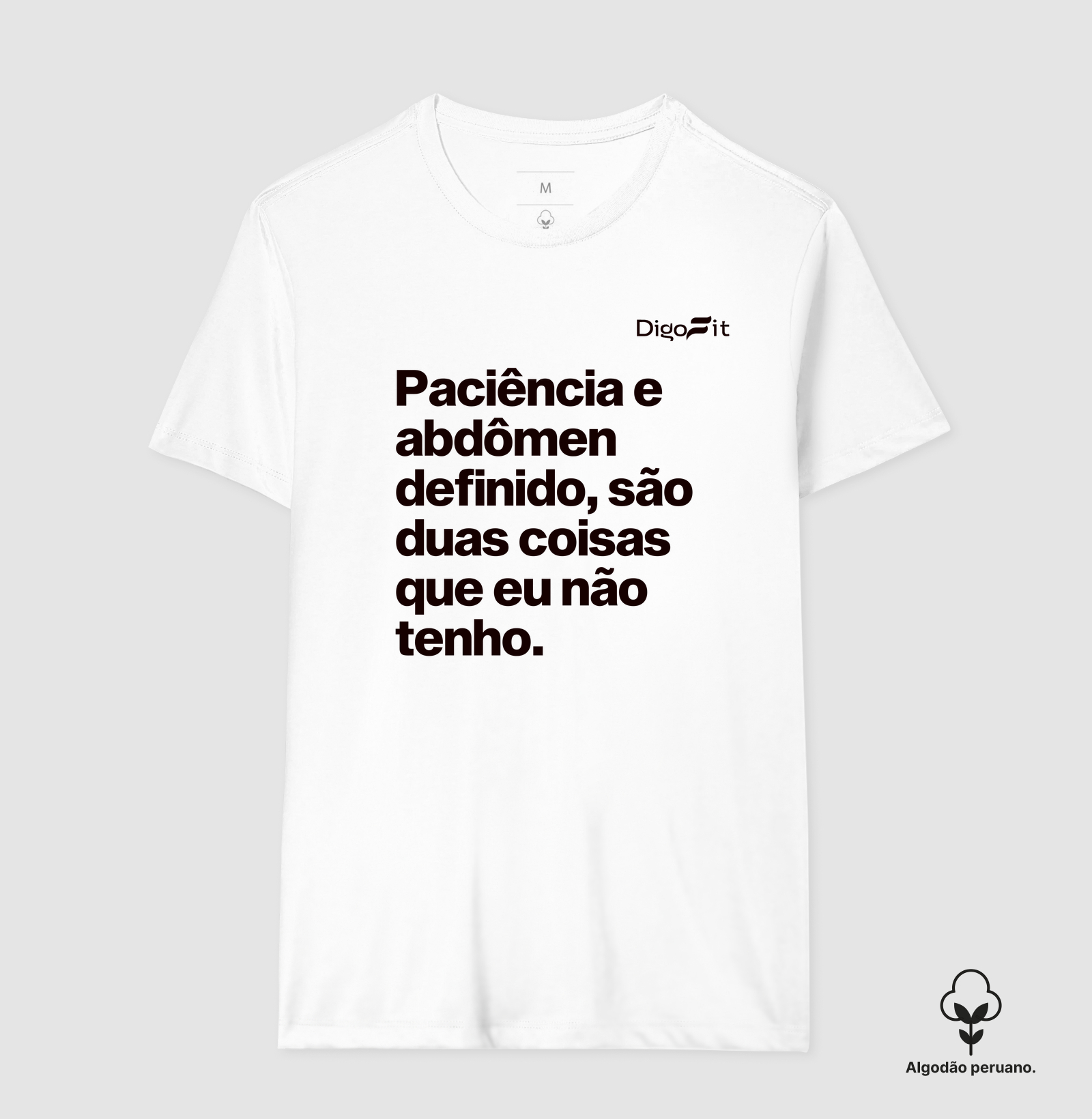 CAMISETA ALGODÃO PERUANO ACADEMIA PACIÊNCIA E ABDÔMEN DEFINIDO - Imagem 5