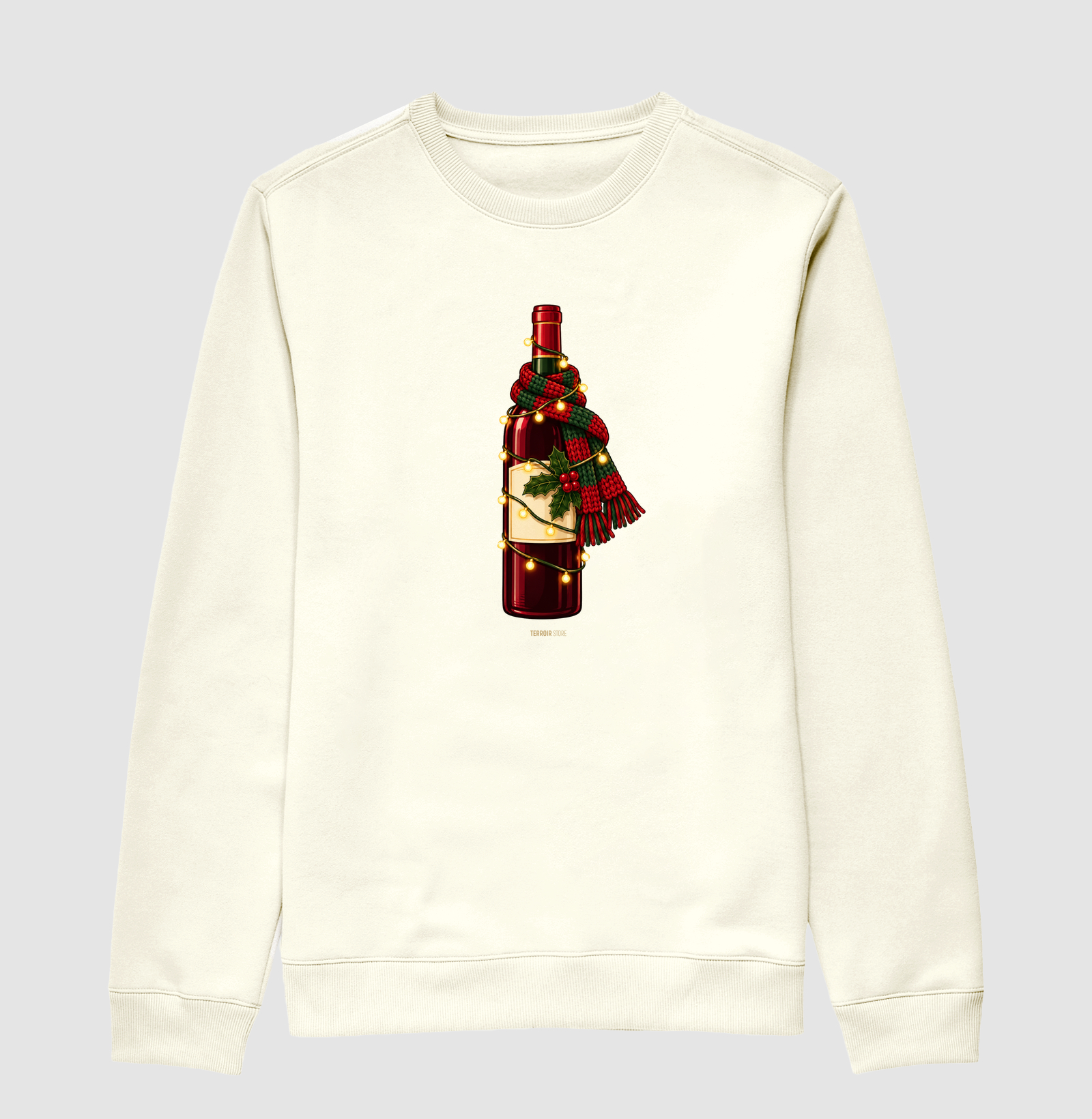 Suéter Moletom Natal com Vinho – Garrafa de Cachecol e Pisca-Pisca - Imagem 2