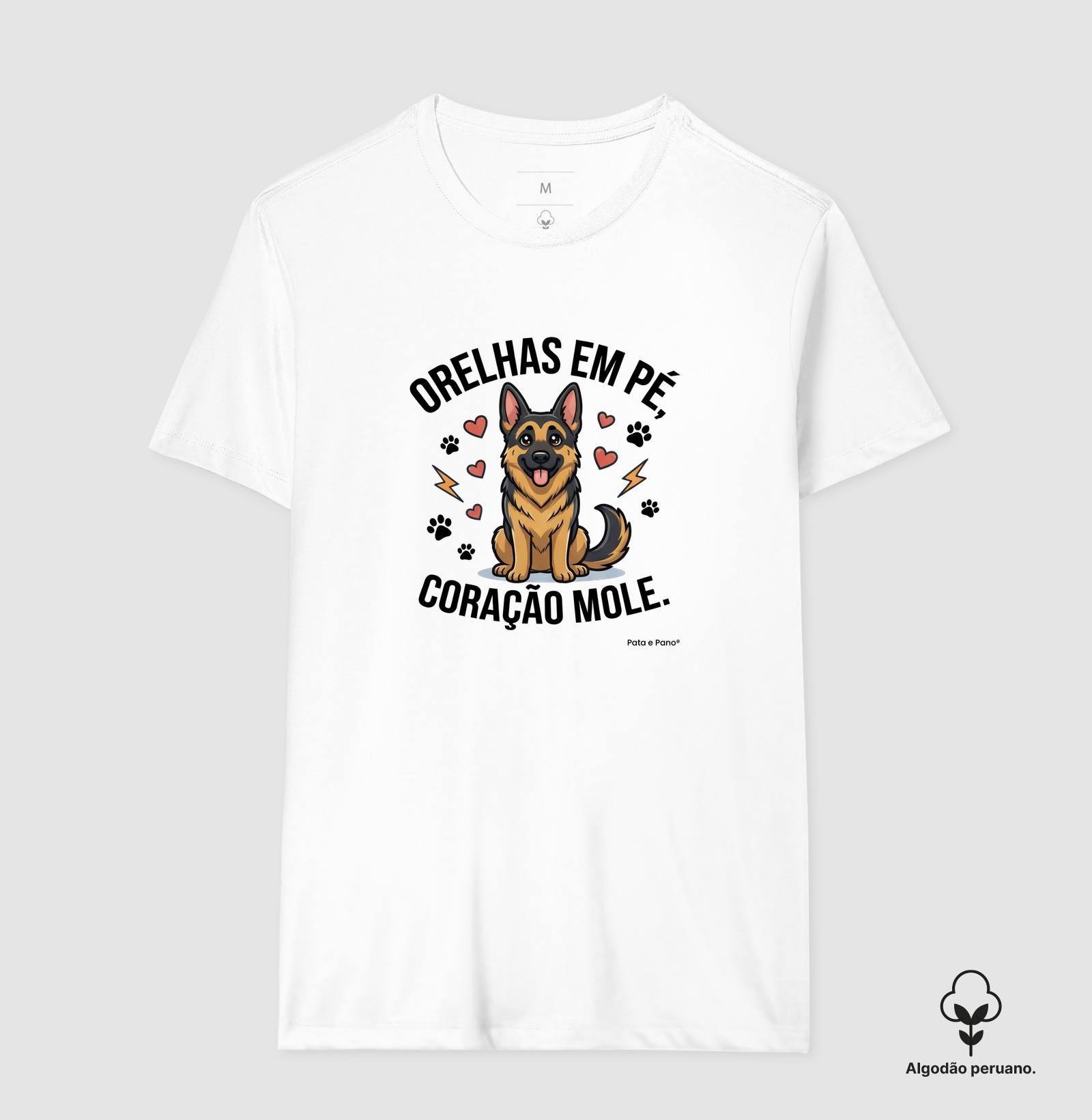 CAMISETA ALGODÃO PERUANO PASTOR ALEMÃO CORAÇÃO MOLE - Imagem 4