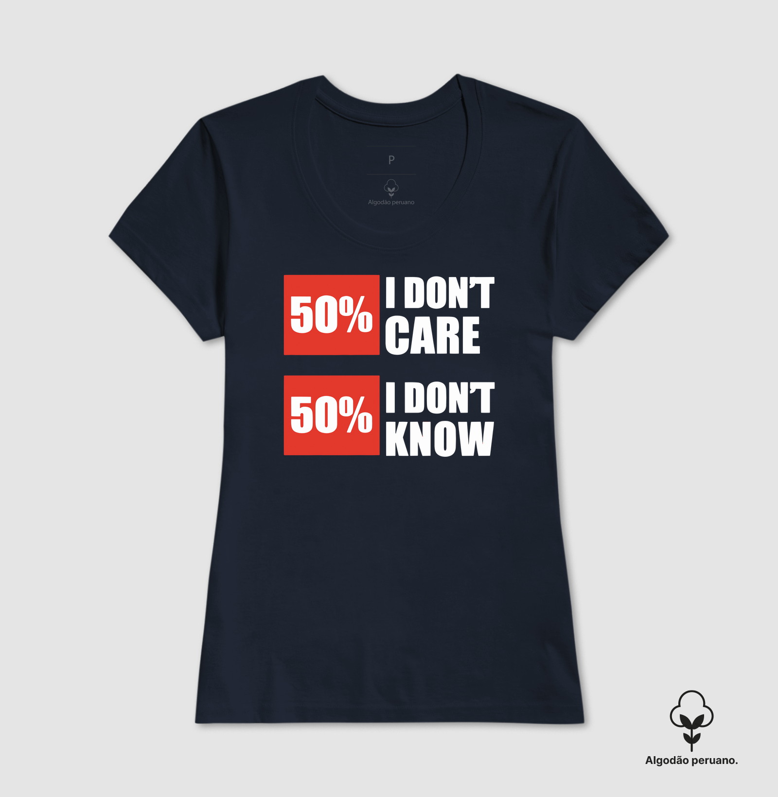 Camiseta Algodão Peruano Estou Meio a Meio - Imagem 5