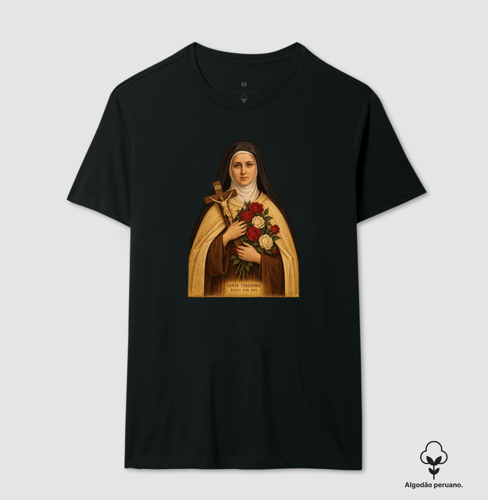 Camiseta Algodão Peruano Santa Teresinha Rogai por Nós - Imagem 2