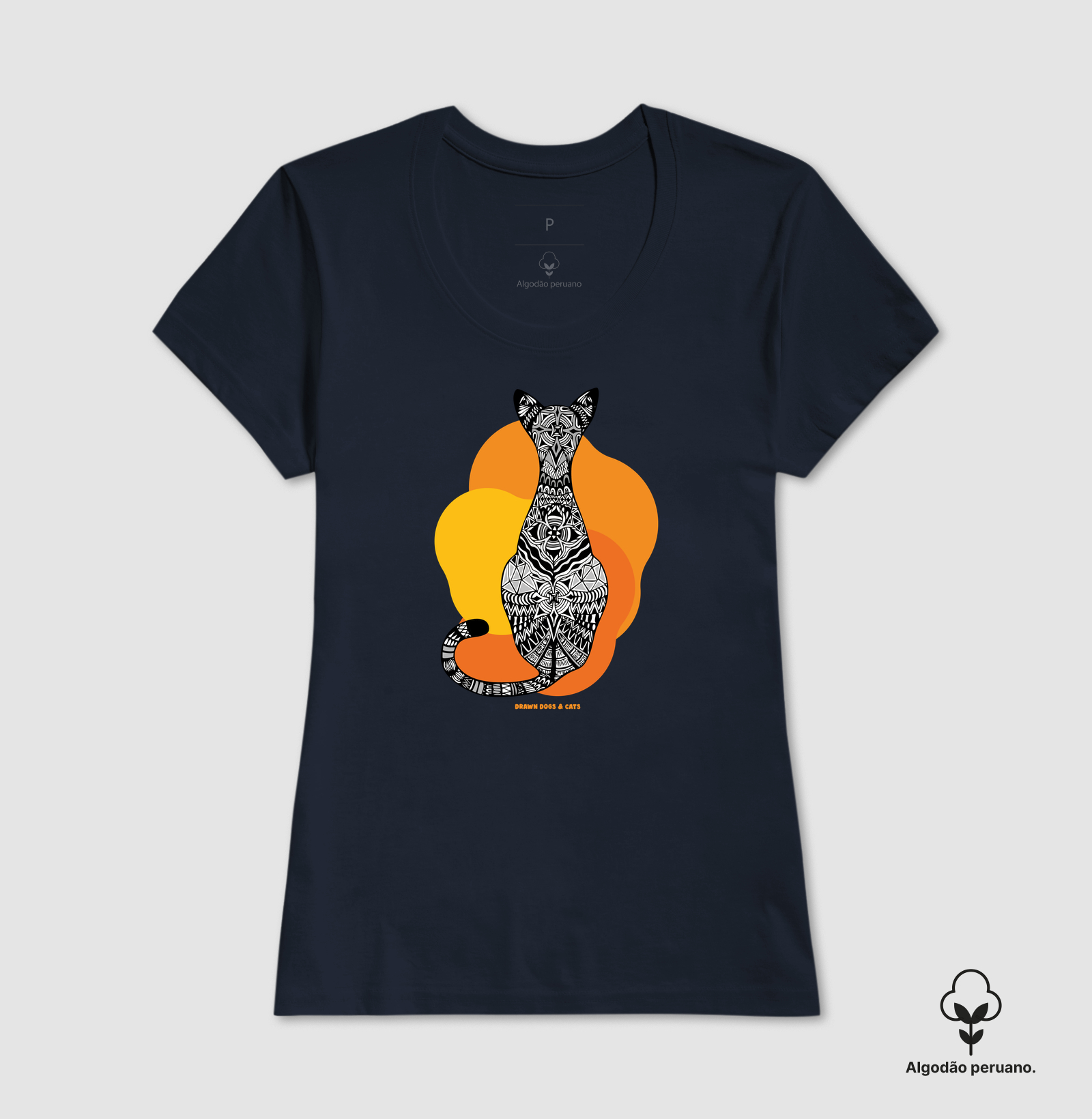 Gata de costas e fundo laranja e amarelo - Imagem 3