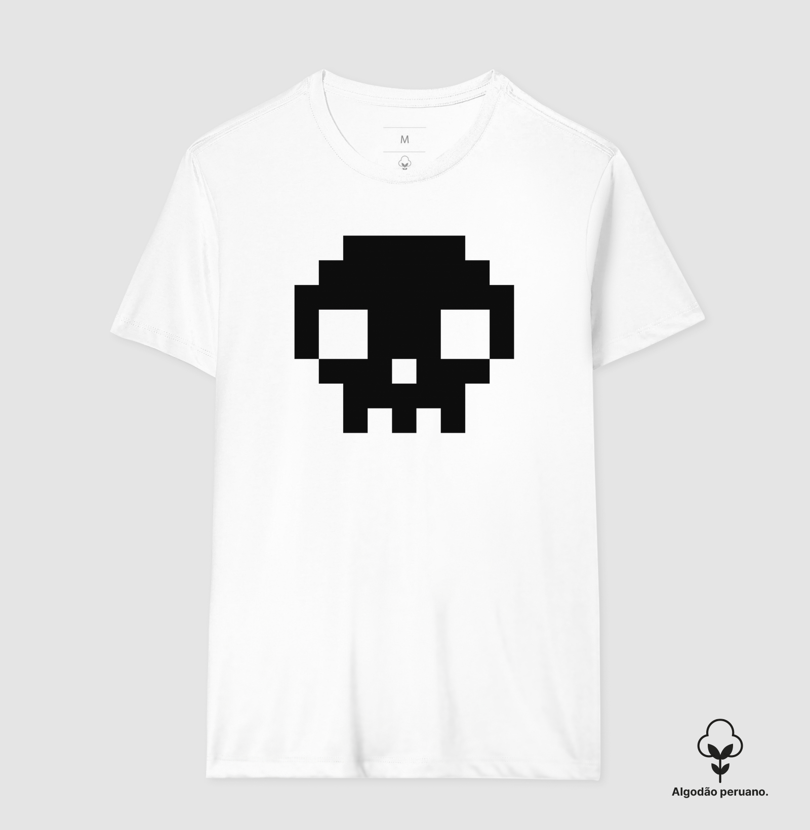 Camiseta Algodão Peruano Pixel Caveira - Imagem 2