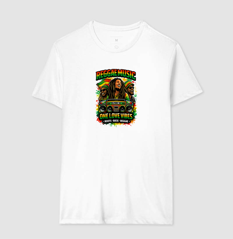 Camiseta One Love Vibes. Coleção Reggae Music. Masculina e Feminina. Algodão Premium. - Imagem 4