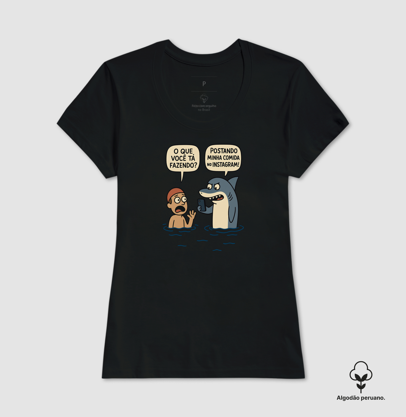 Camiseta Algodão Peruano Tubarão Foodgram - Imagem 3