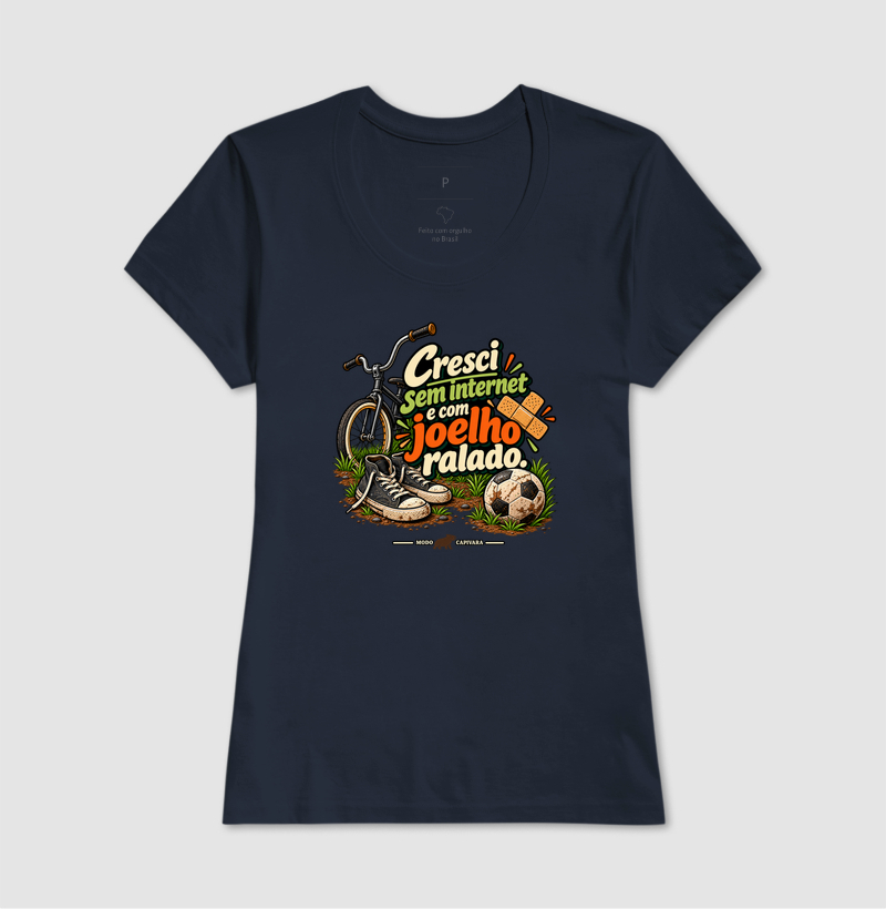 CRESCI SEM INTERNET E COM JOELHO RALADO - Modo capivara - Camiseta - Imagem 9