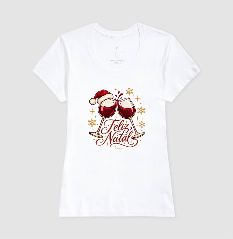 Camiseta Feliz Natal – Brinde de Taças de Vinho - Imagem 5