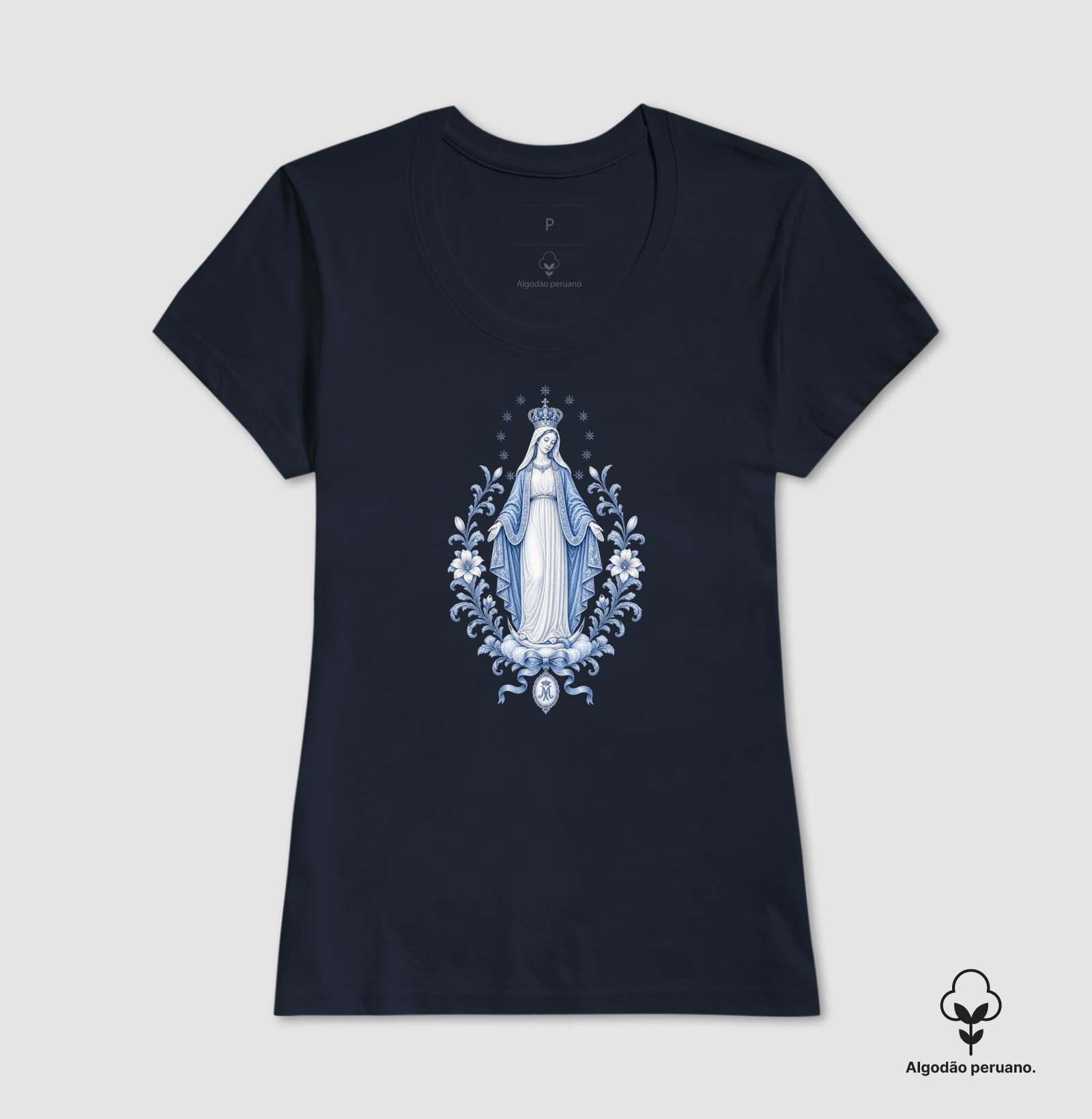 Virgem Maria blue - algodão peruano - Imagem 7