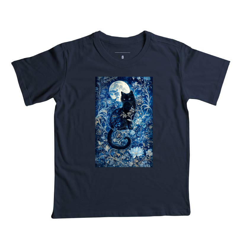 Camiseta Infantil Gato Preto e Luar Místico - Imagem 6