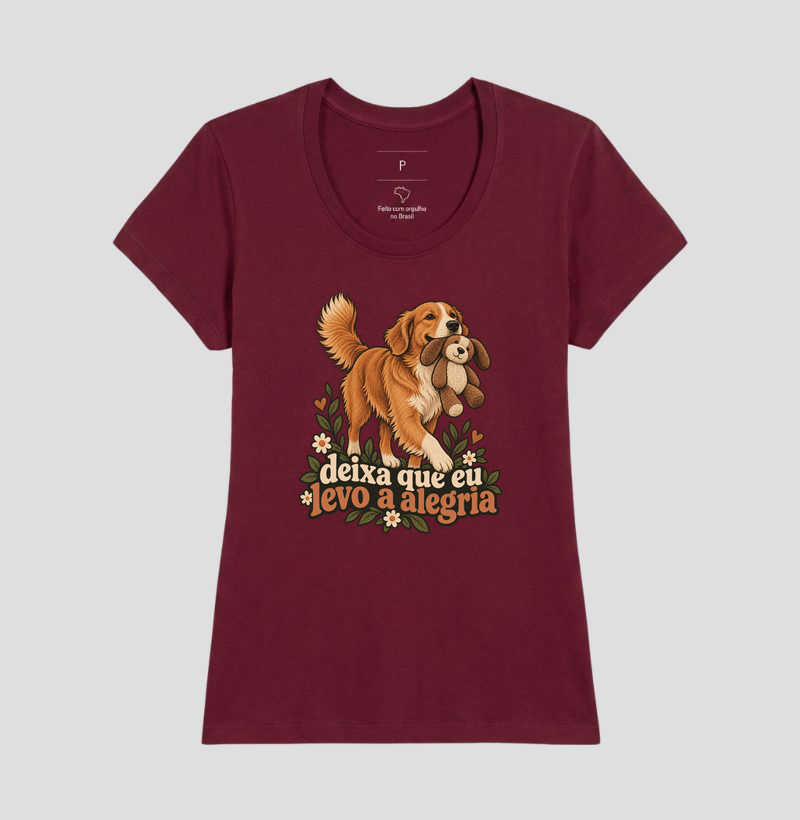 Camiseta Cão com Brinquedo "deixa que eu levo a alegria" | Pelo & Pano - Imagem 19