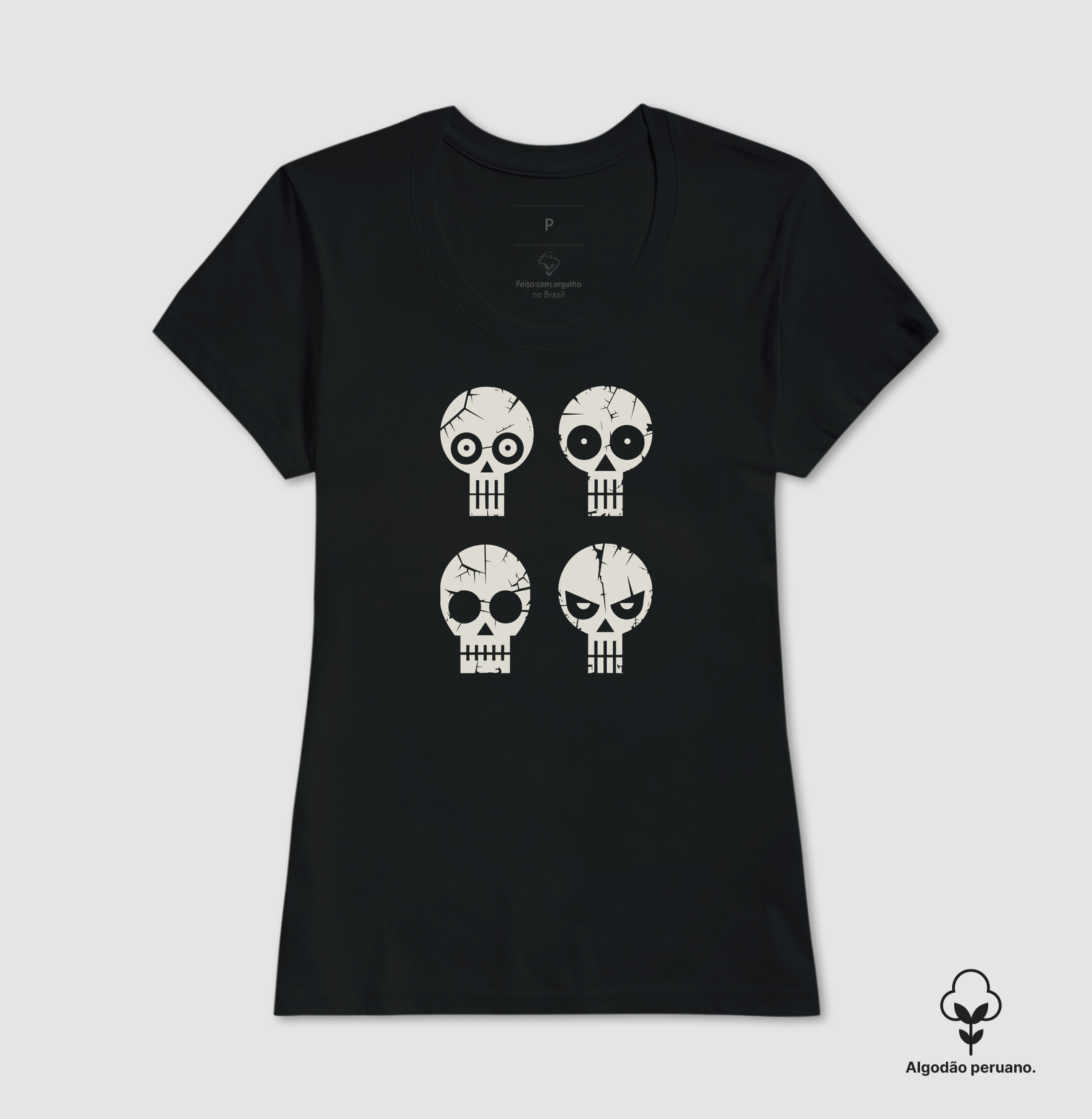 Camiseta Algodão Peruano Caras de Caveira - Imagem 3