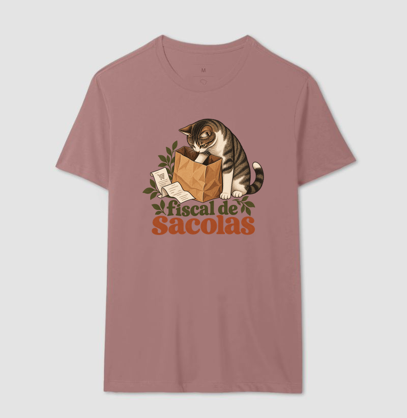 Camiseta Gato Compras "fiscal de sacolas" | Pelo & Pano - Imagem 16