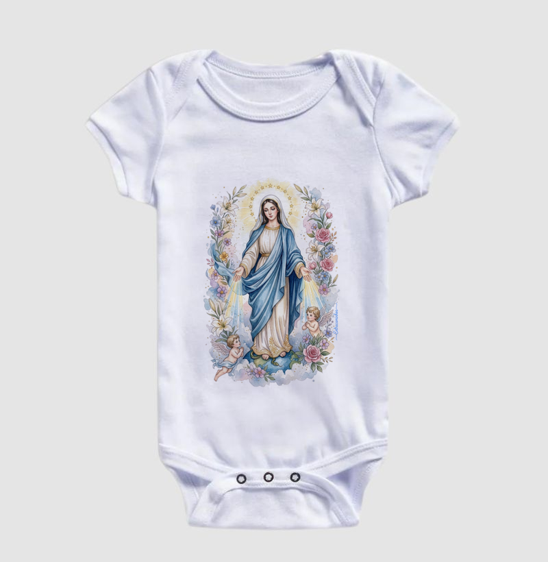 Camiseta Nossa Senhora das Graças - Raios de Luz e Anjos - Imagem 2